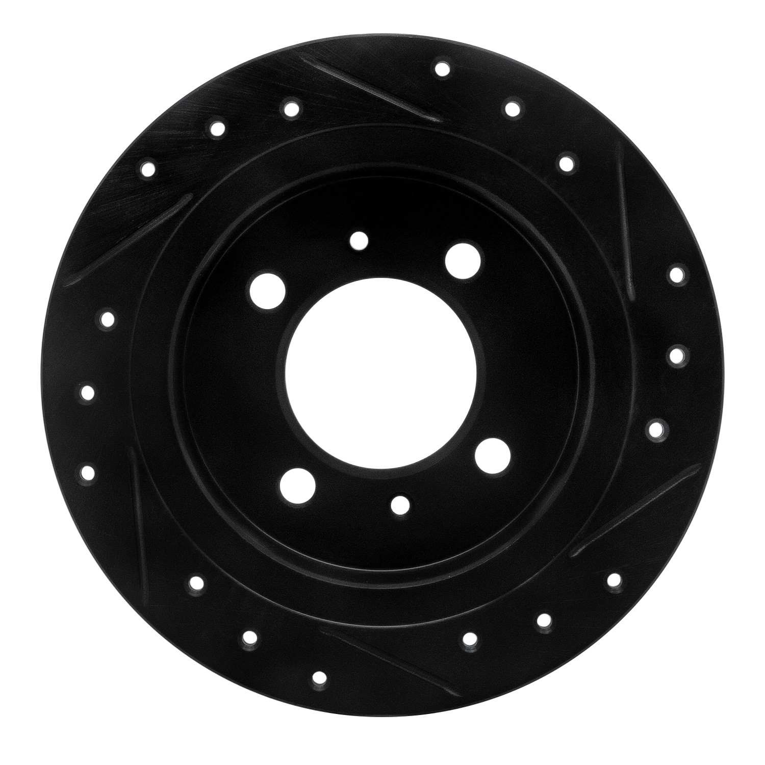 R1 Concepts 91-06 Nissan NX Rear Left Drilled & Slotted Black Brake Rotor - Image 2