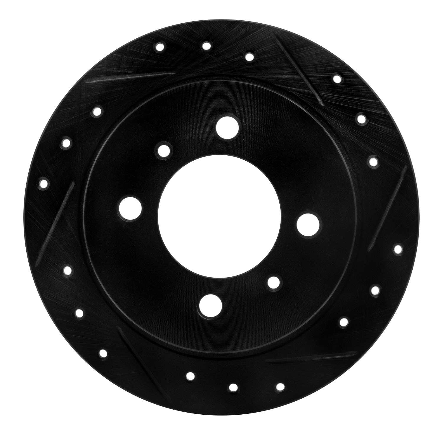 R1 Concepts 91-06 Nissan NX Rear Right Drilled & Slotted Black Brake Rotor