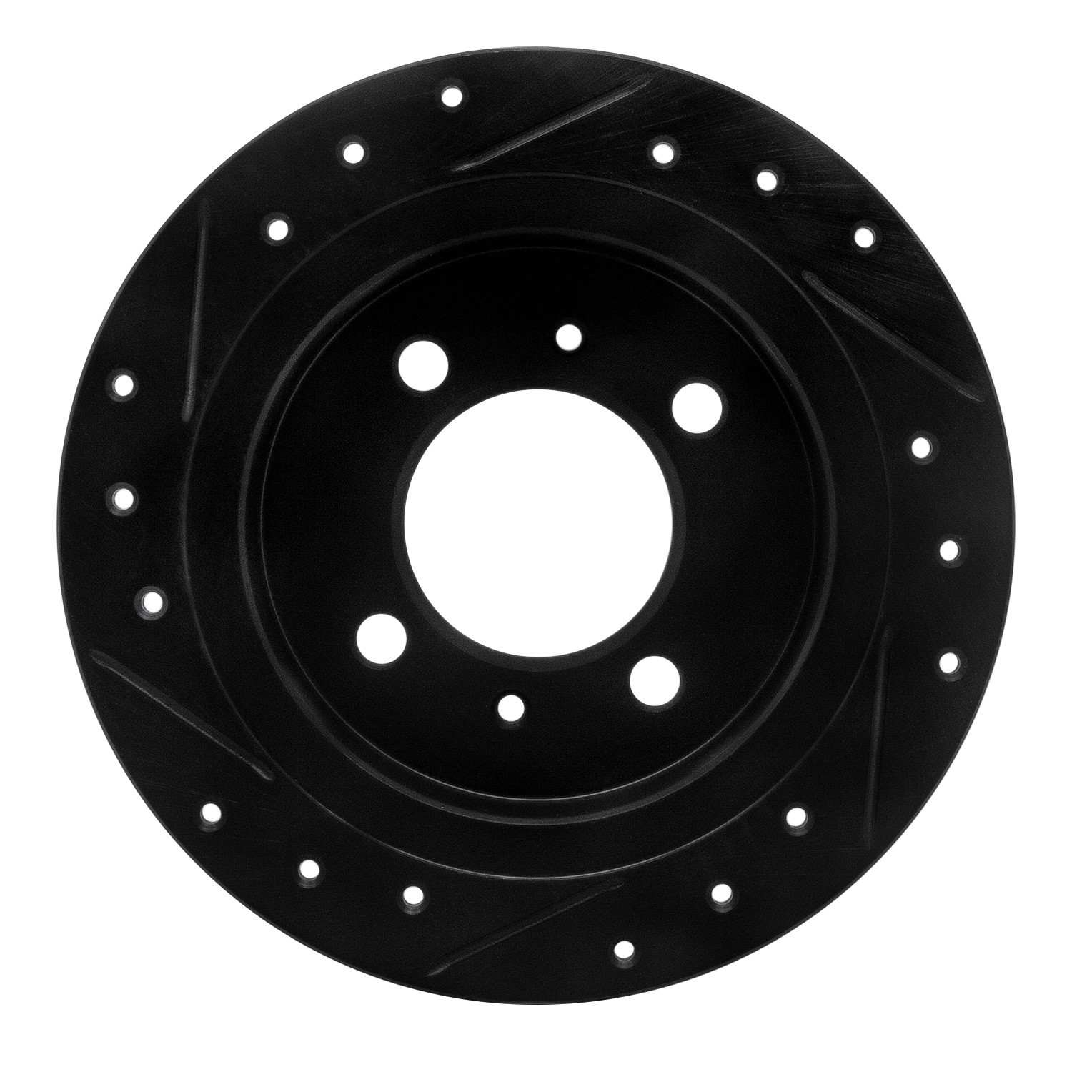 R1 Concepts 91-06 Nissan NX Rear Right Drilled & Slotted Black Brake Rotor - Image 2