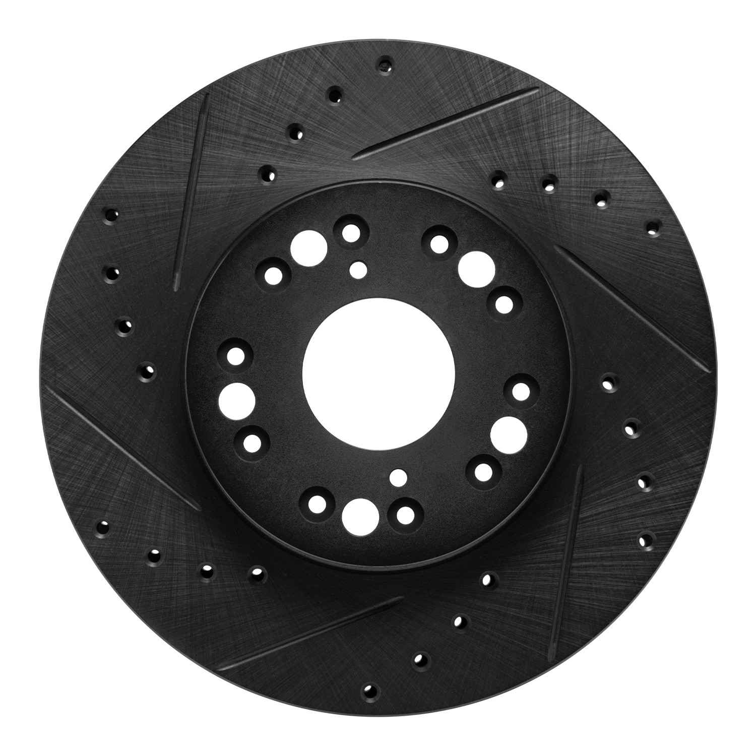 R1 Concepts 91-92 Lexus LS400 Front Left Drilled & Slotted Black Brake Rotor
