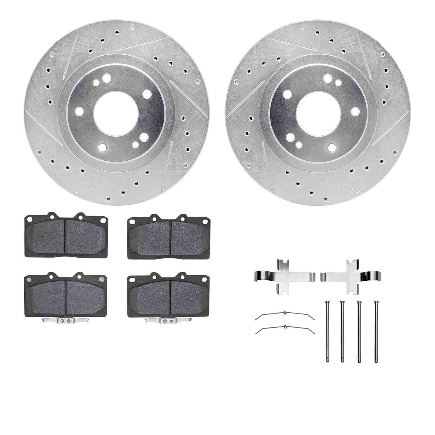 R1 Concepts 91-93 Dodge Stealth Front Drilled & Slotted Silver Brake Rotor Set w/Ceramic Pads and Hardware