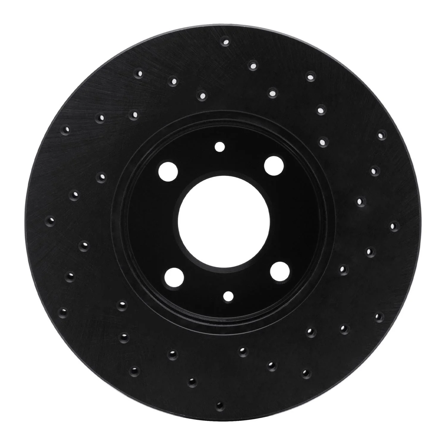 R1 Concepts 91-94 Nissan NX Front Left Drilled Black Brake Rotor - Image 2