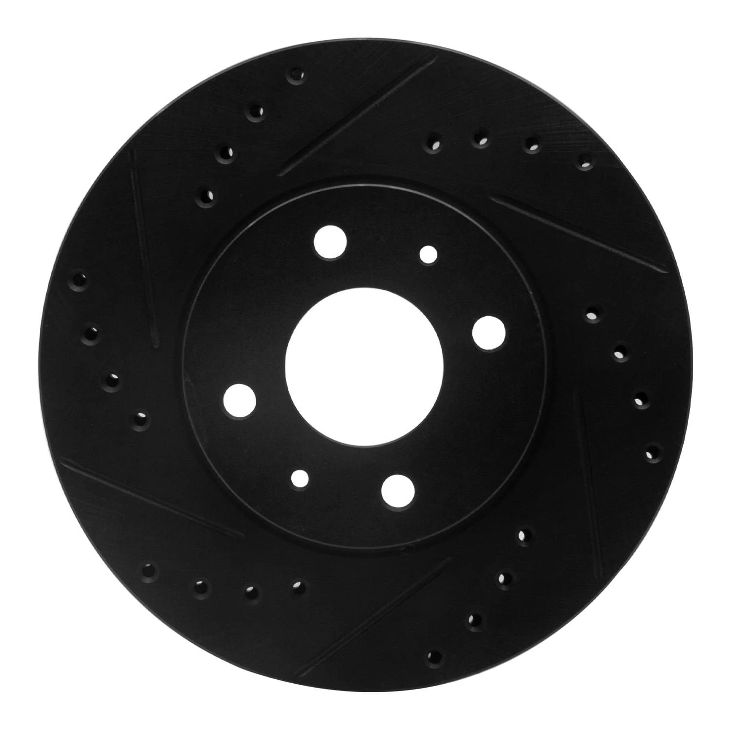 R1 Concepts 91-94 Nissan Sentra Front Left Drilled & Slotted Black Brake Rotor