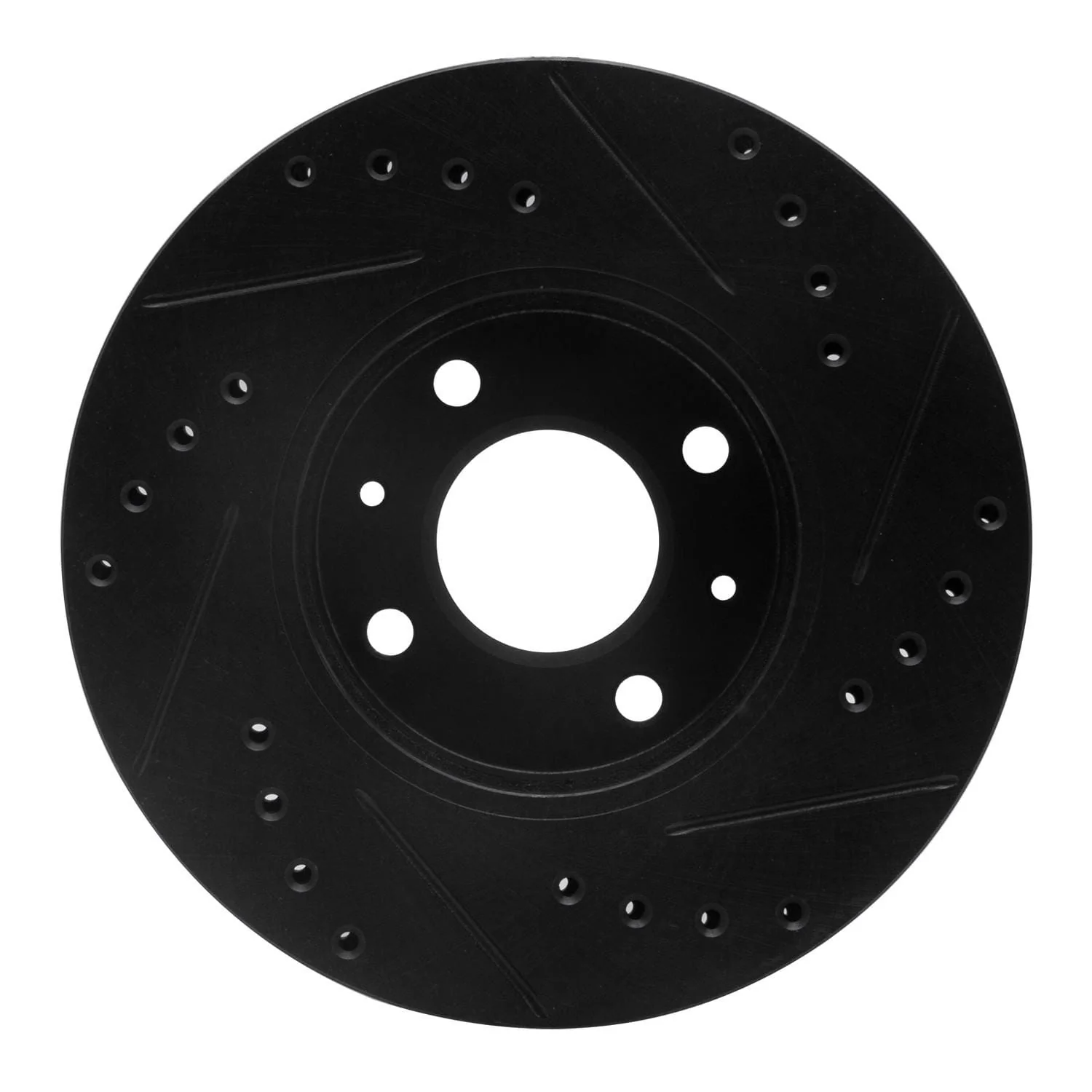 R1 Concepts 91-94 Nissan Sentra Front Left Drilled & Slotted Black Brake Rotor - Image 2