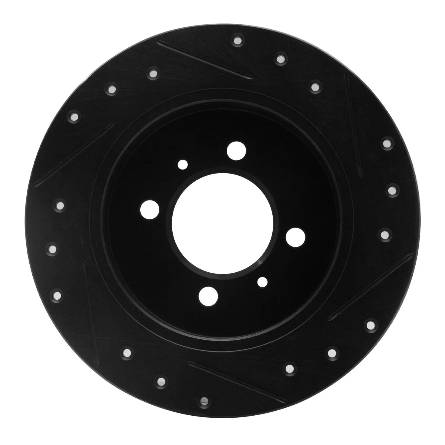 R1 Concepts 91-94 Nissan Sentra Rear Left Drilled & Slotted Black Brake Rotor - Image 2