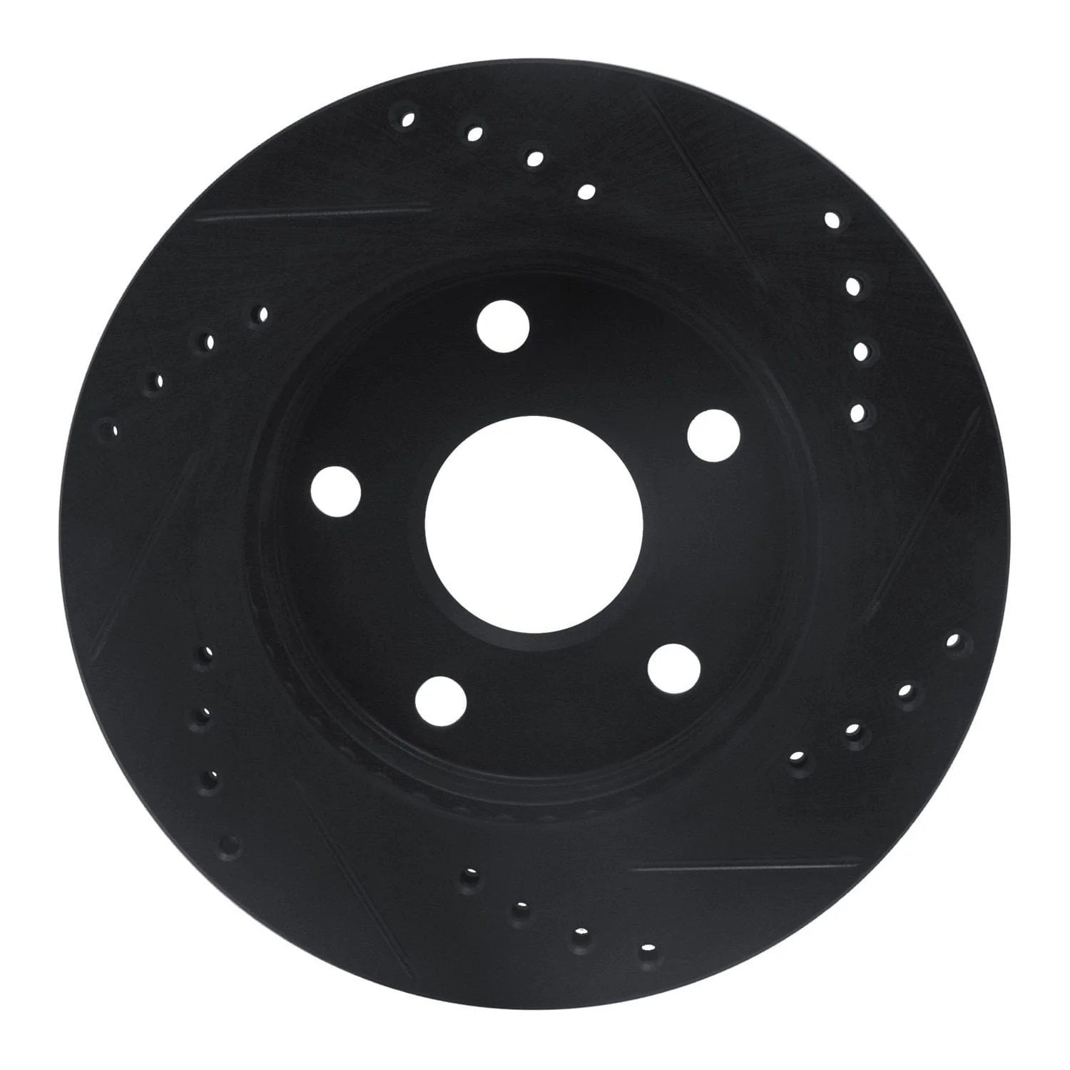 R1 Concepts 91-94 Toyota Previa Front Left Drilled & Slotted Black Brake Rotor - Image 2