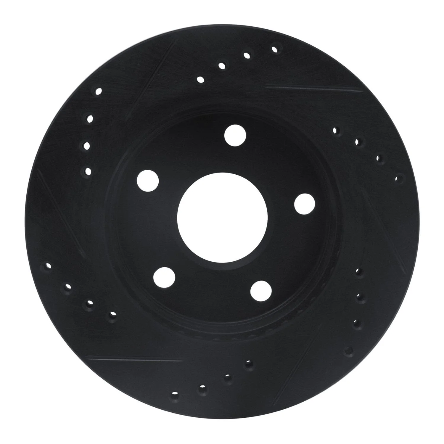 R1 Concepts 91-94 Toyota Previa Front Right Drilled & Slotted Black Brake Rotor - Image 2