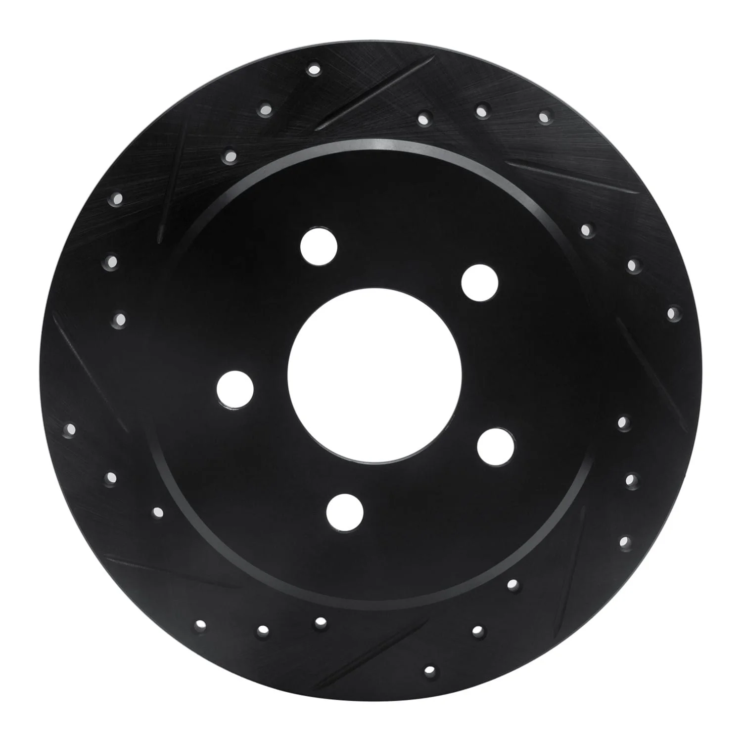 R1 Concepts 91-95 Ford Crown Victoria Rear Left Drilled & Slotted Black Brake Rotor
