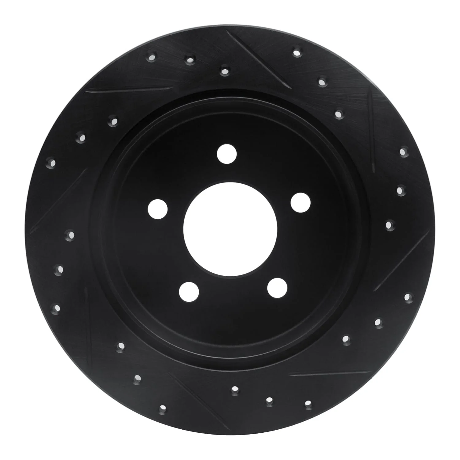 R1 Concepts 91-95 Ford Crown Victoria Rear Left Drilled & Slotted Black Brake Rotor - Image 2