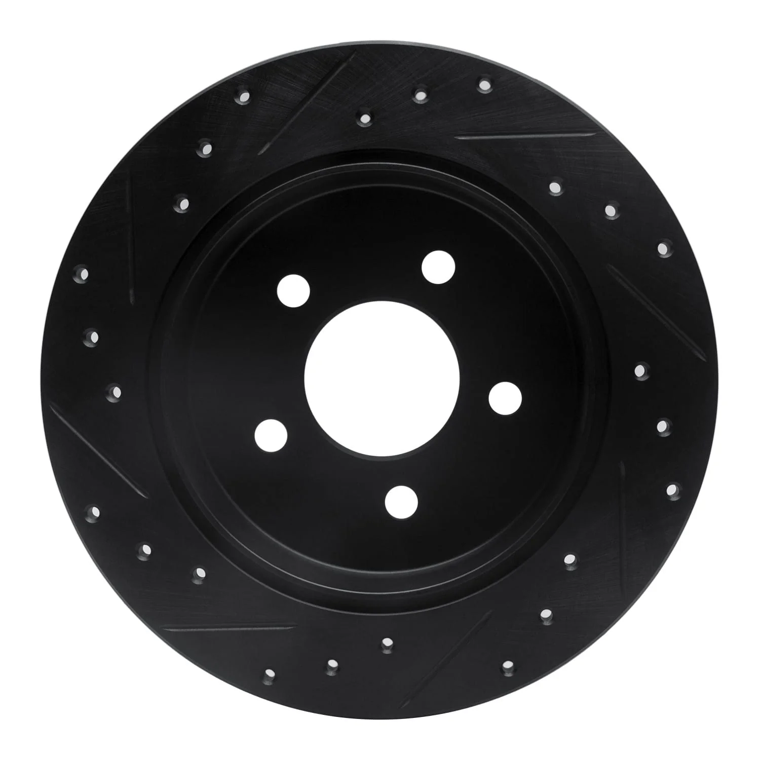 R1 Concepts 91-95 Ford Crown Victoria Rear Right Drilled & Slotted Black Brake Rotor - Image 2