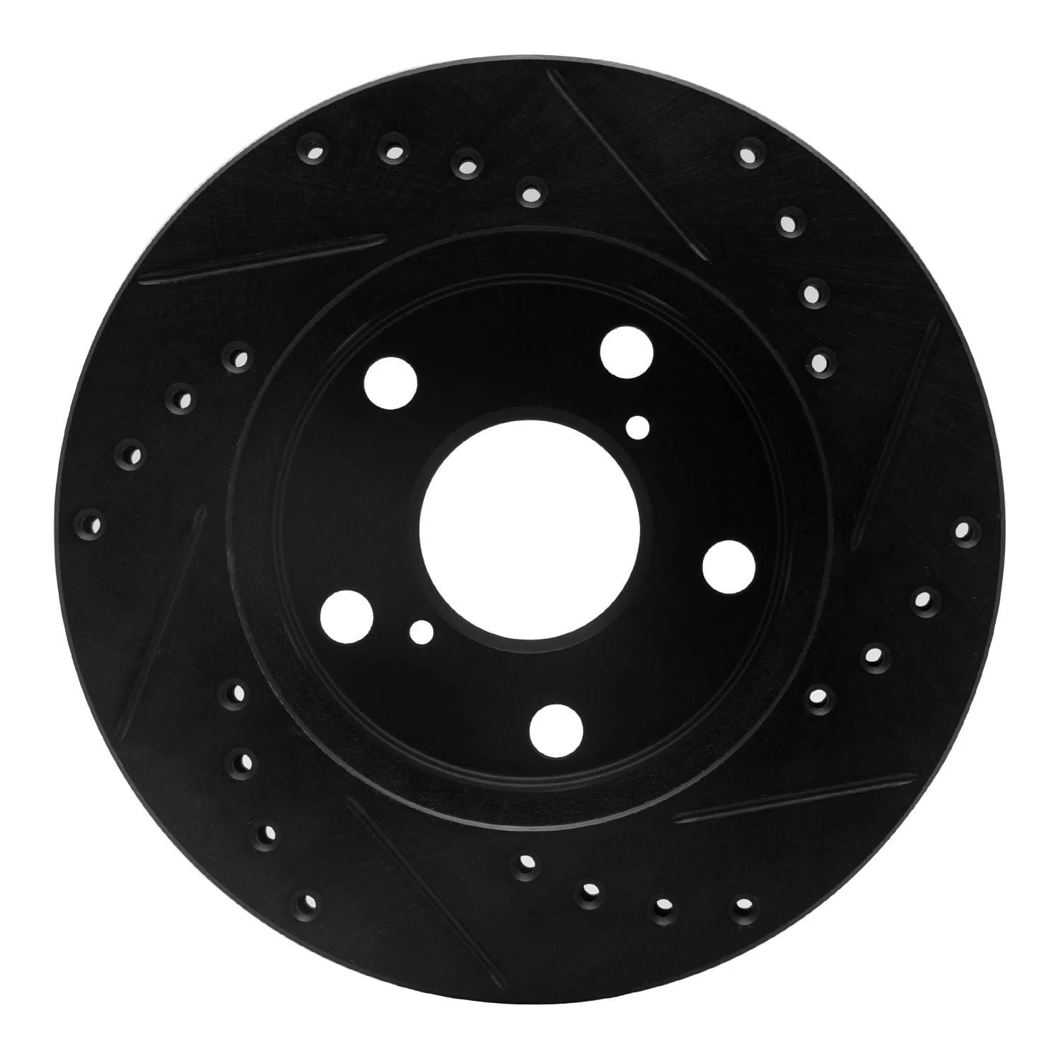 R1 Concepts 91-95 Toyota MR2 Front Left Drilled & Slotted Black Brake Rotor - Image 2