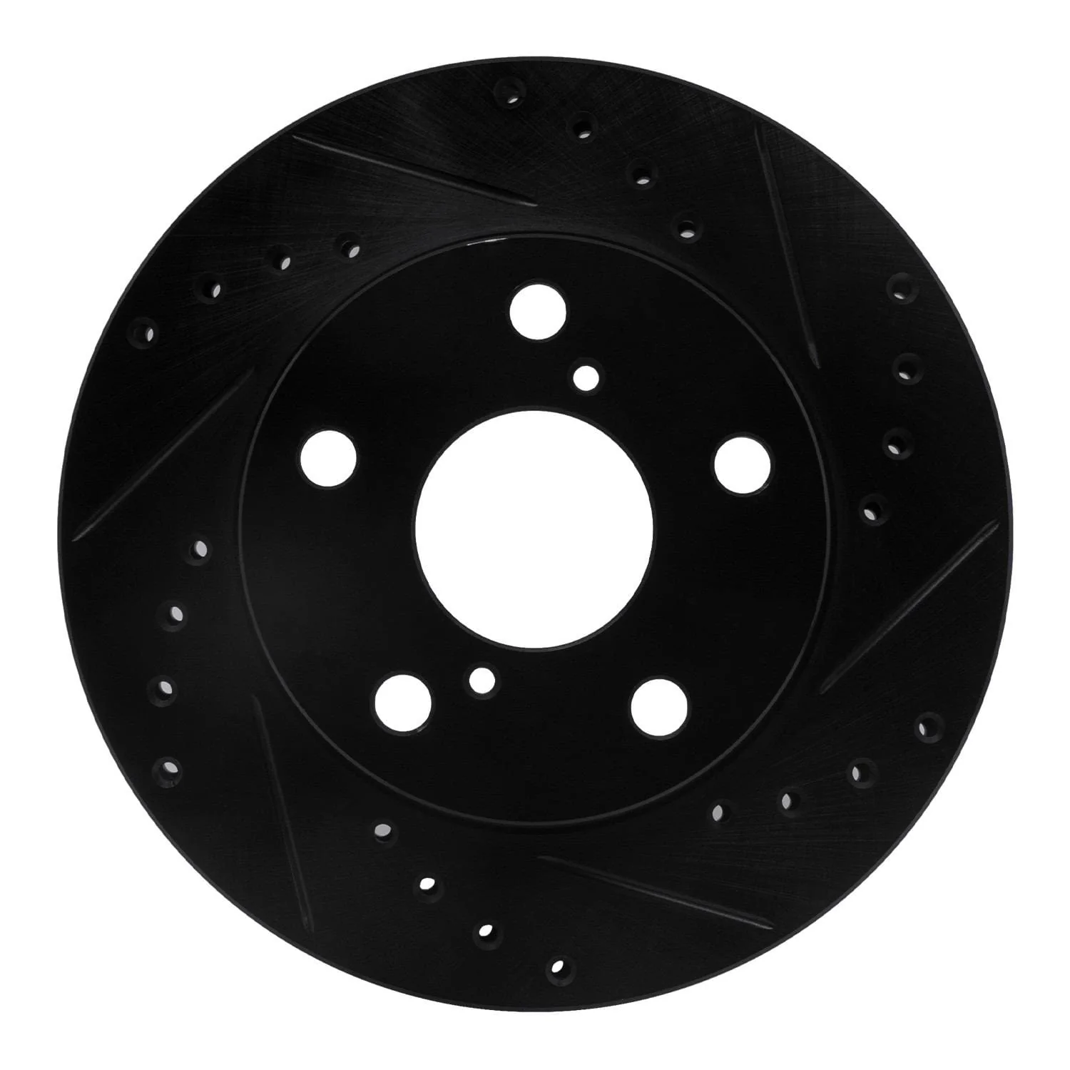 R1 Concepts 91-95 Toyota MR2 Front Right Drilled & Slotted Black Brake Rotor