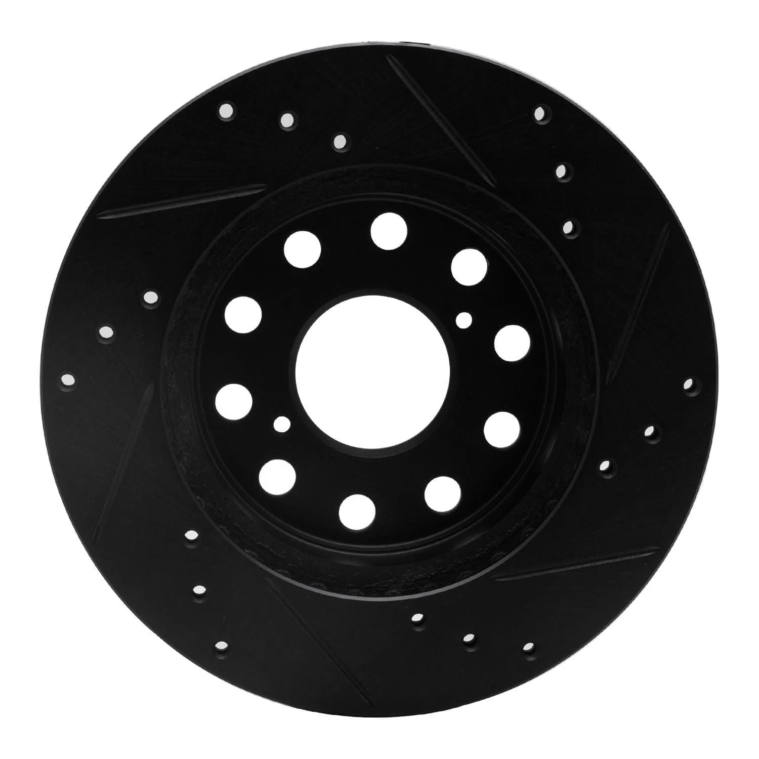 R1 Concepts 91-95 Toyota MR2 Rear Left Drilled & Slotted Black Brake Rotor - Image 2