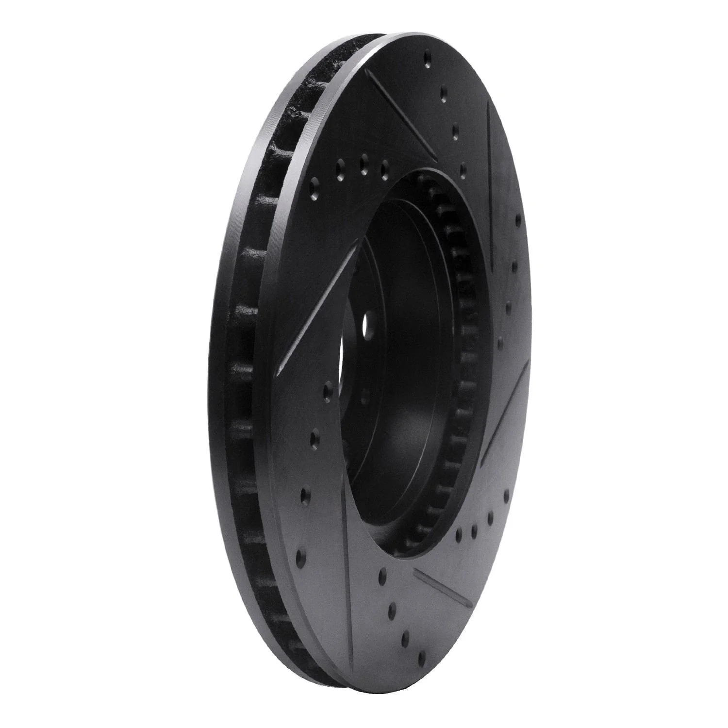 R1 Concepts 91-95 Volvo 780 Front Left Drilled & Slotted Black Brake Rotor - Image 2