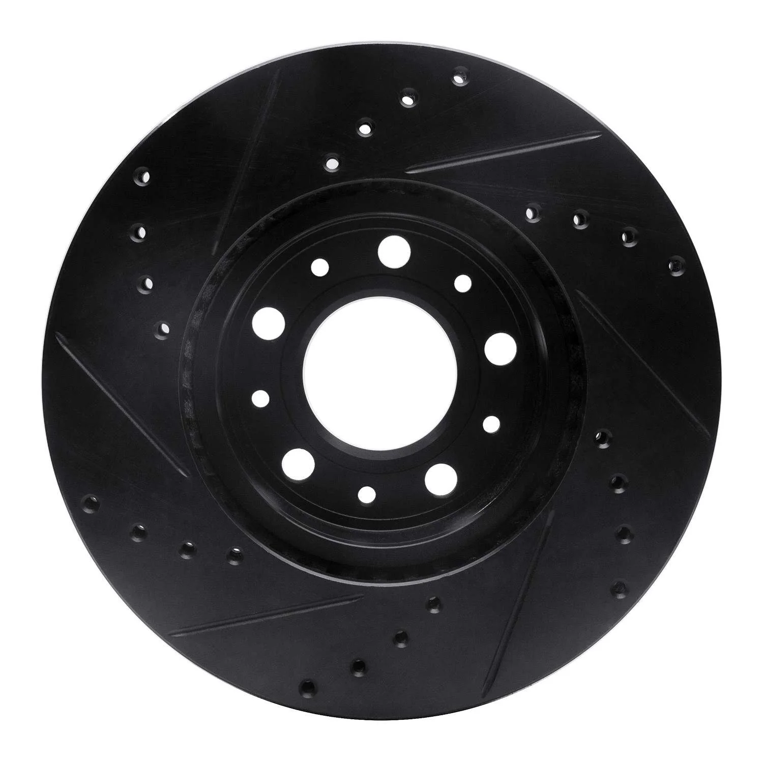 R1 Concepts 91-95 Volvo 780 Front Right Drilled & Slotted Black Brake Rotor - Image 2