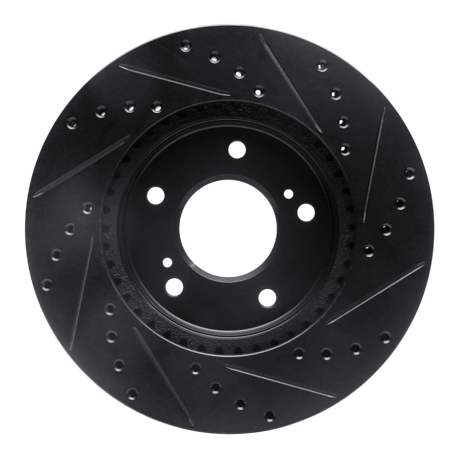R1 Concepts 91-96 Acura NSX Front Left Drilled & Slotted Black Brake Rotor - Image 2