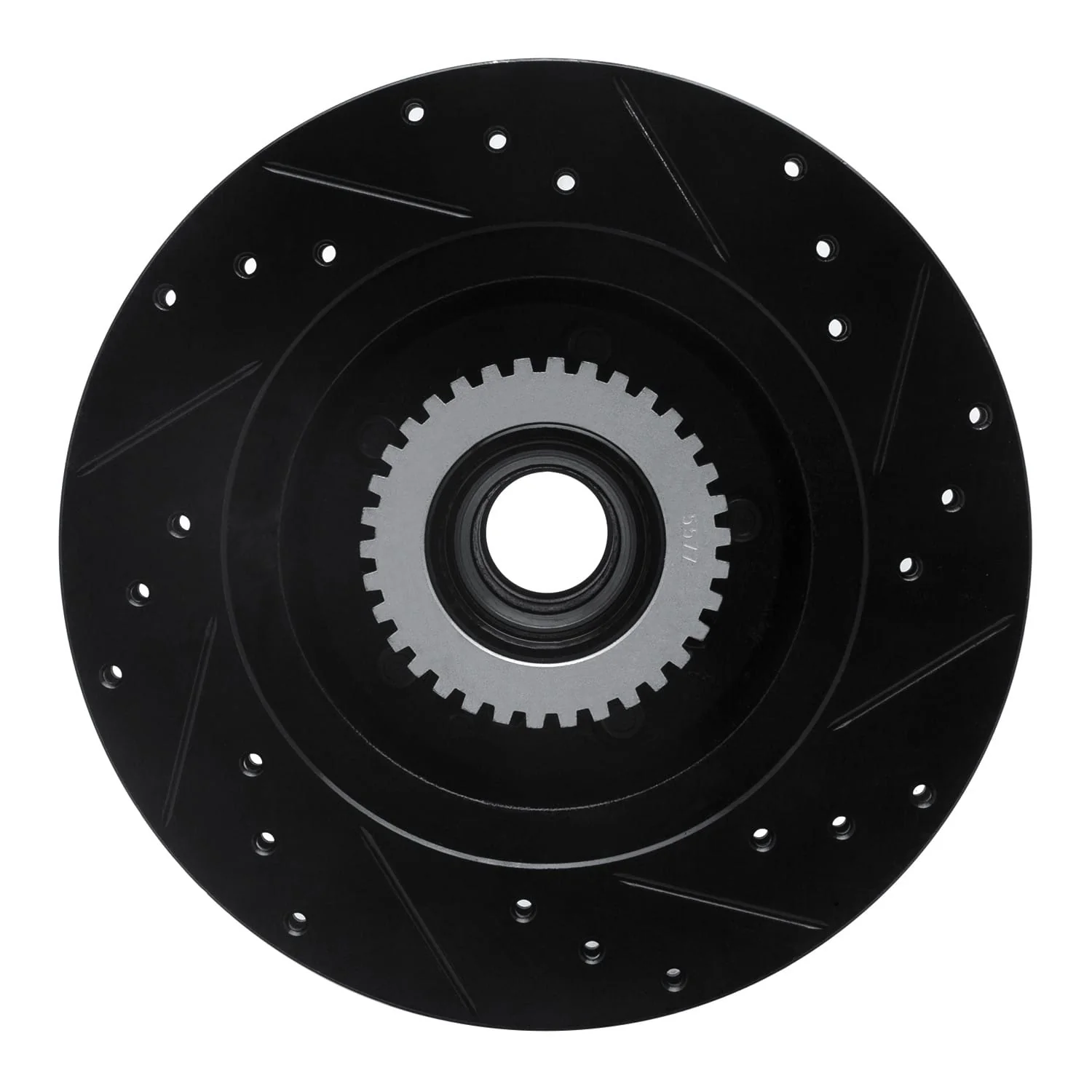 R1 Concepts 91-96 Buick COMMERCIAL CHASSIS Front Left Drilled & Slotted Black Brake Rotor - Image 2