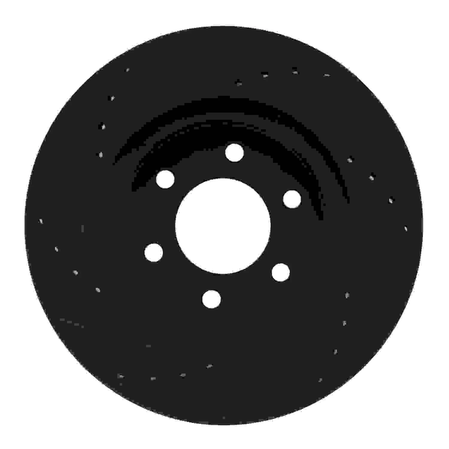 R1 Concepts 91-96 Dodge Dakota 4WD Front Right Drilled & Slotted Black Brake Rotor - Image 2