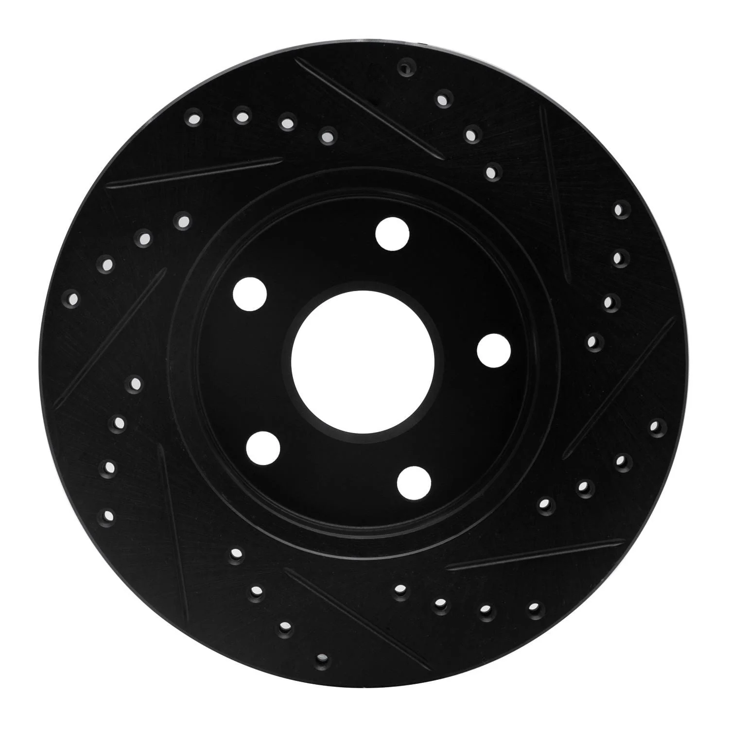 R1 Concepts 91-96 Toyota Previa Front Left Drilled & Slotted Black Brake Rotor - Image 2