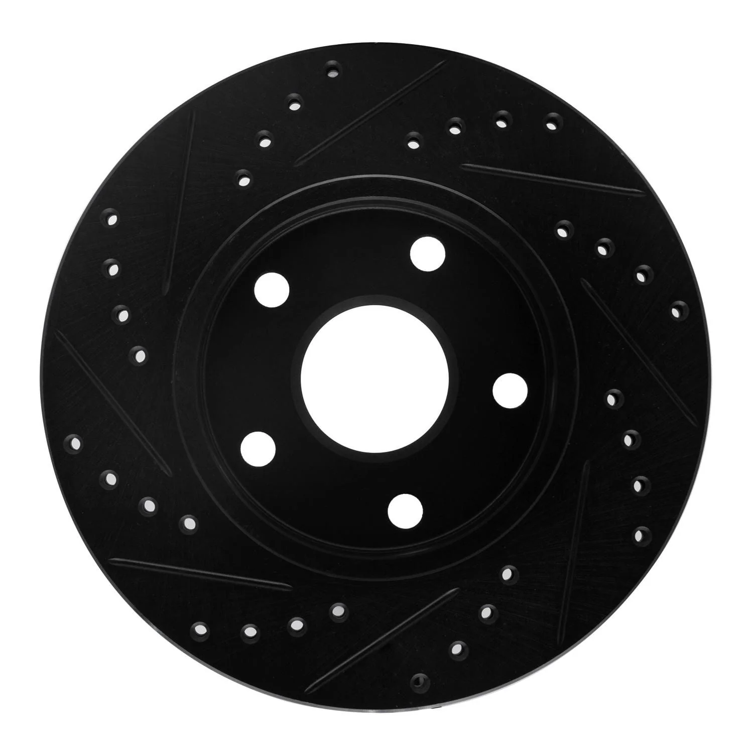 R1 Concepts 91-96 Toyota Previa Front Right Drilled & Slotted Black Brake Rotor - Image 2