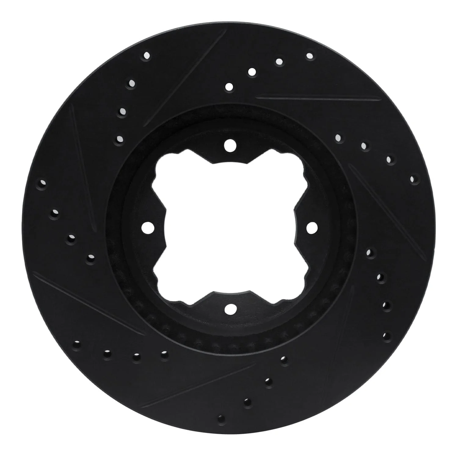 R1 Concepts 91-97 Acura CL Front Right Drilled & Slotted Black Brake Rotor - Image 2