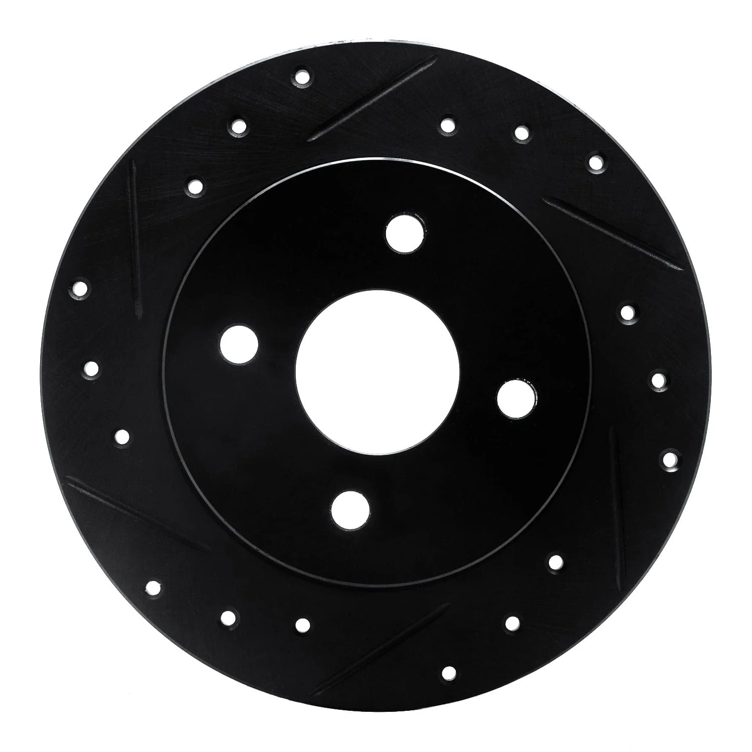 R1 Concepts 91-98 Saturn SC2 Rear Left Drilled & Slotted Black Brake Rotor