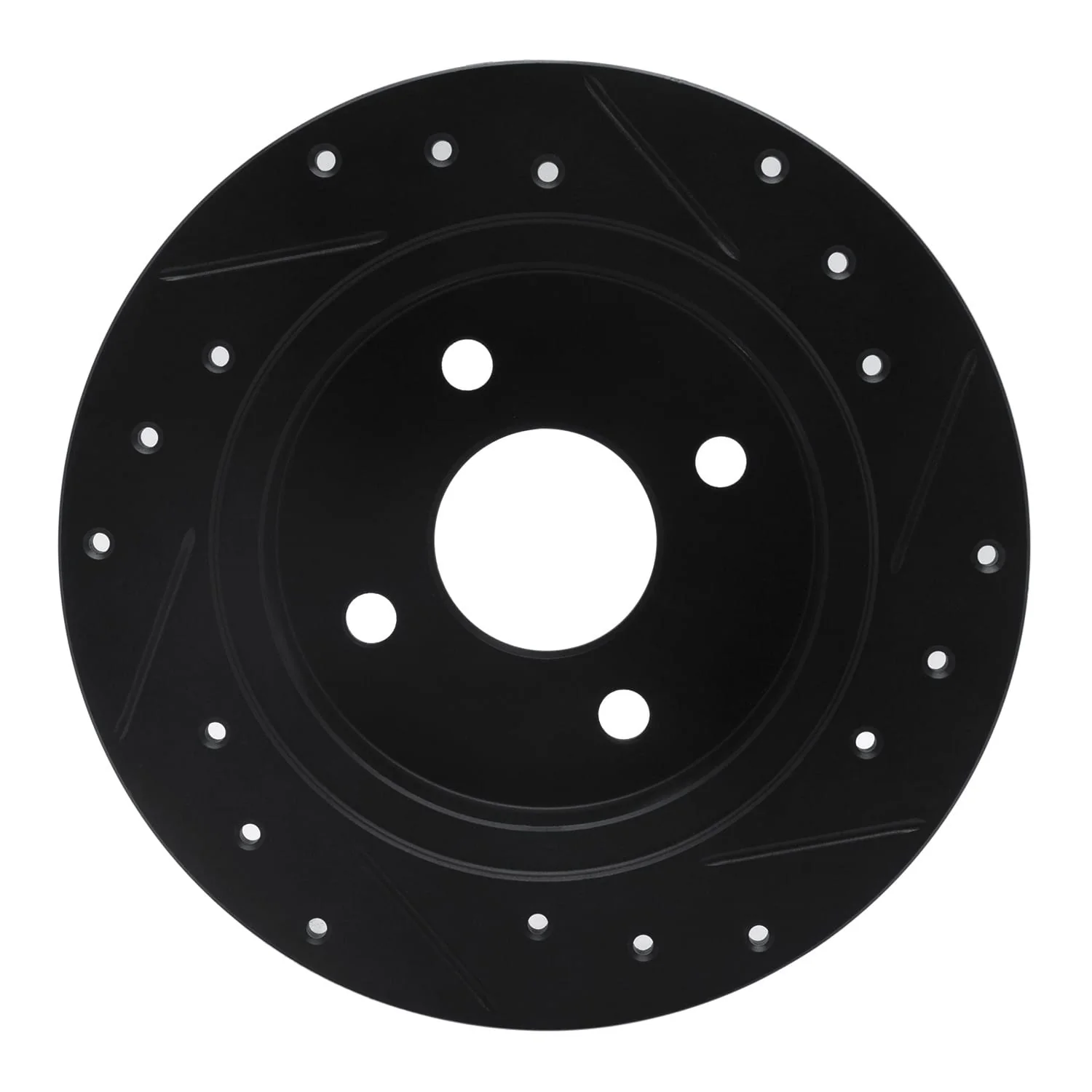 R1 Concepts 91-98 Saturn SC2 Rear Left Drilled & Slotted Black Brake Rotor - Image 2