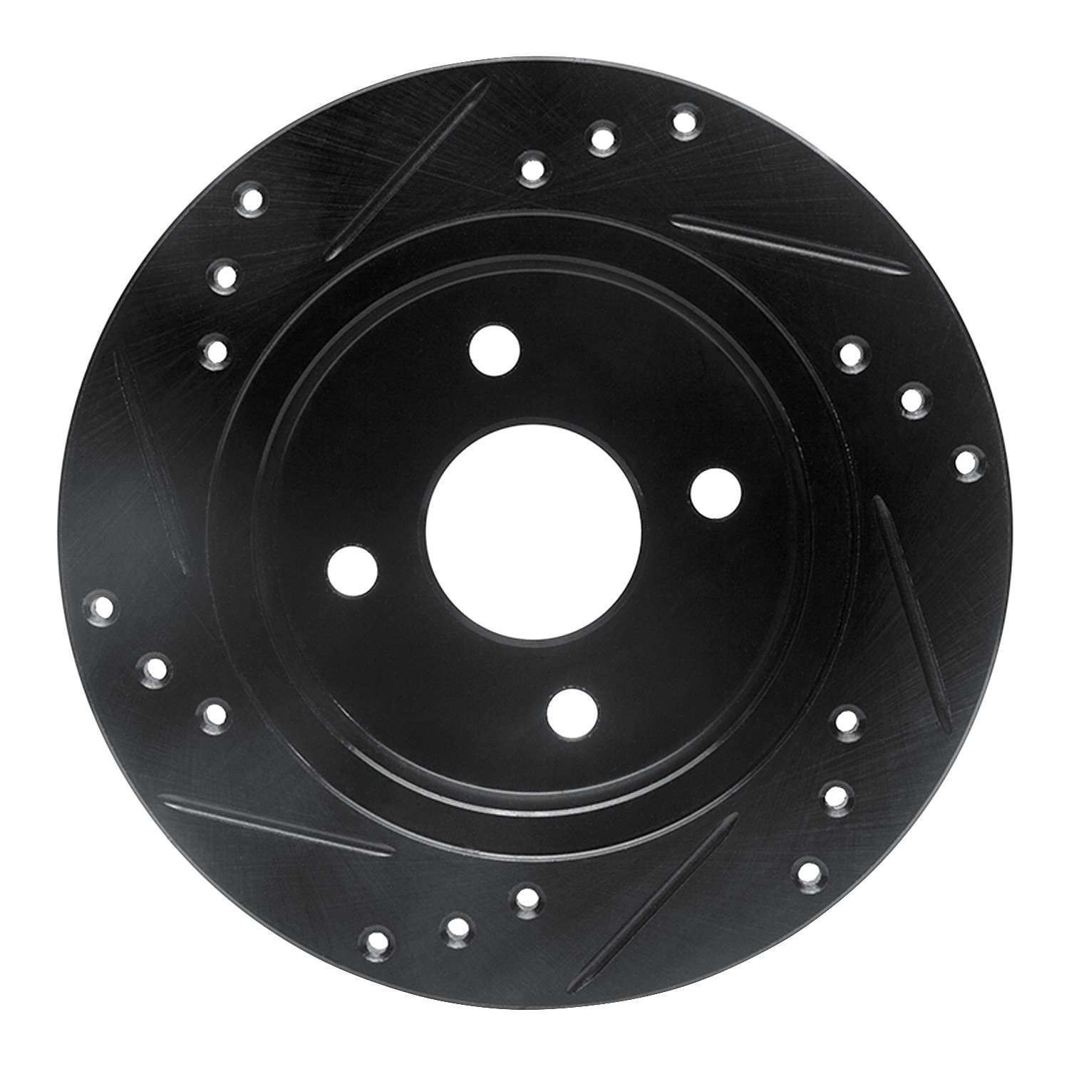 R1 Concepts 91-98 Saturn SL Rear Right Drilled & Slotted Black Brake Rotor - Image 2