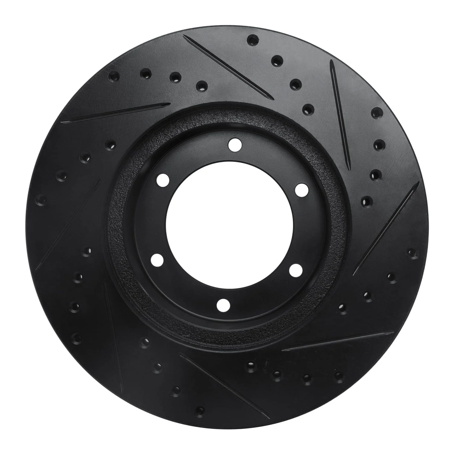 R1 Concepts 91-98 Toyota 4Runner Front Left Drilled & Slotted Black Brake Rotor - Image 2