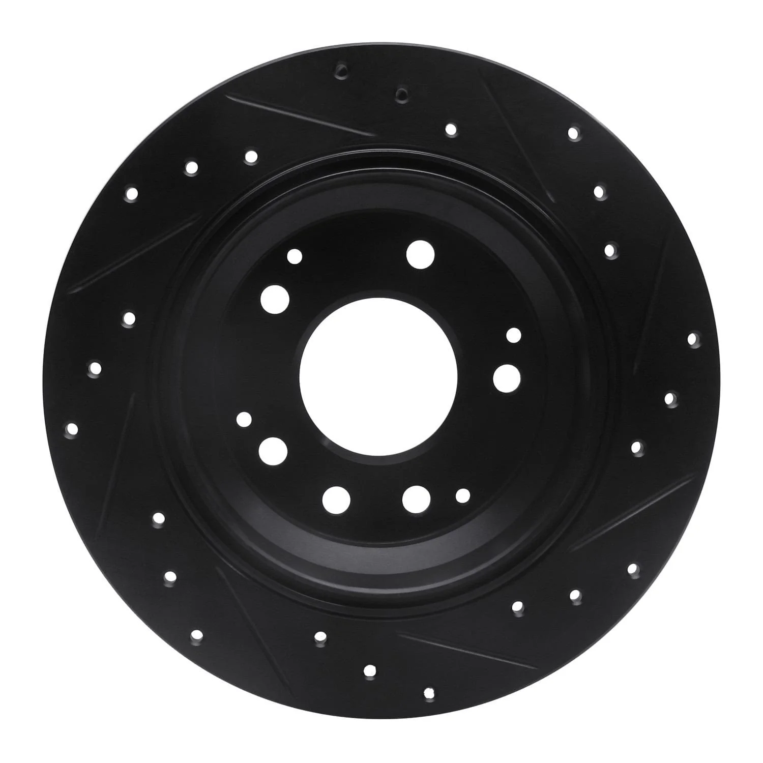R1 Concepts 91-99 Acura Legend Rear Left Drilled & Slotted Black Brake Rotor - Image 2