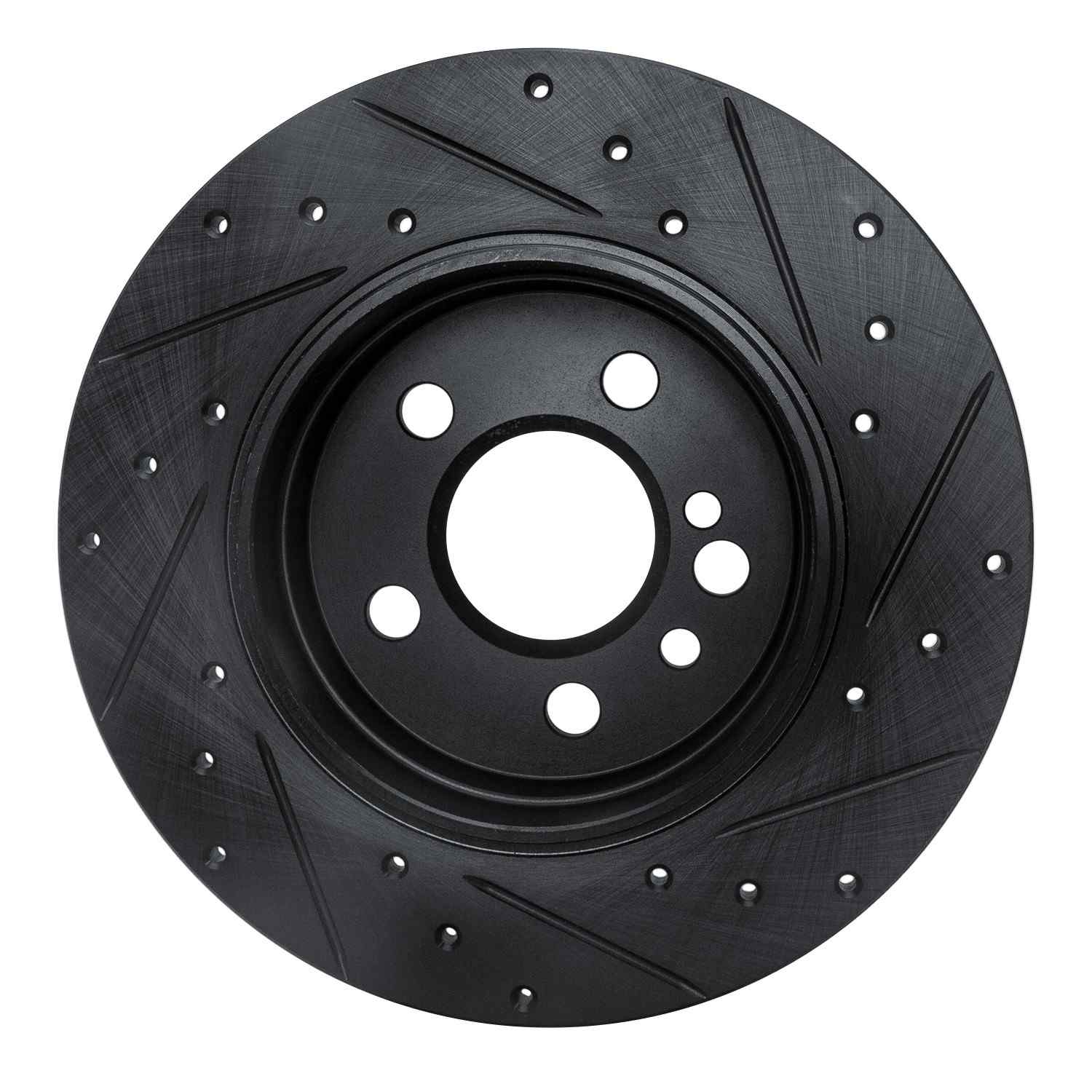 R1 Concepts 91-99 Mercedes-Benz 300SE Rear Left Drilled & Slotted Black Brake Rotor - Image 2