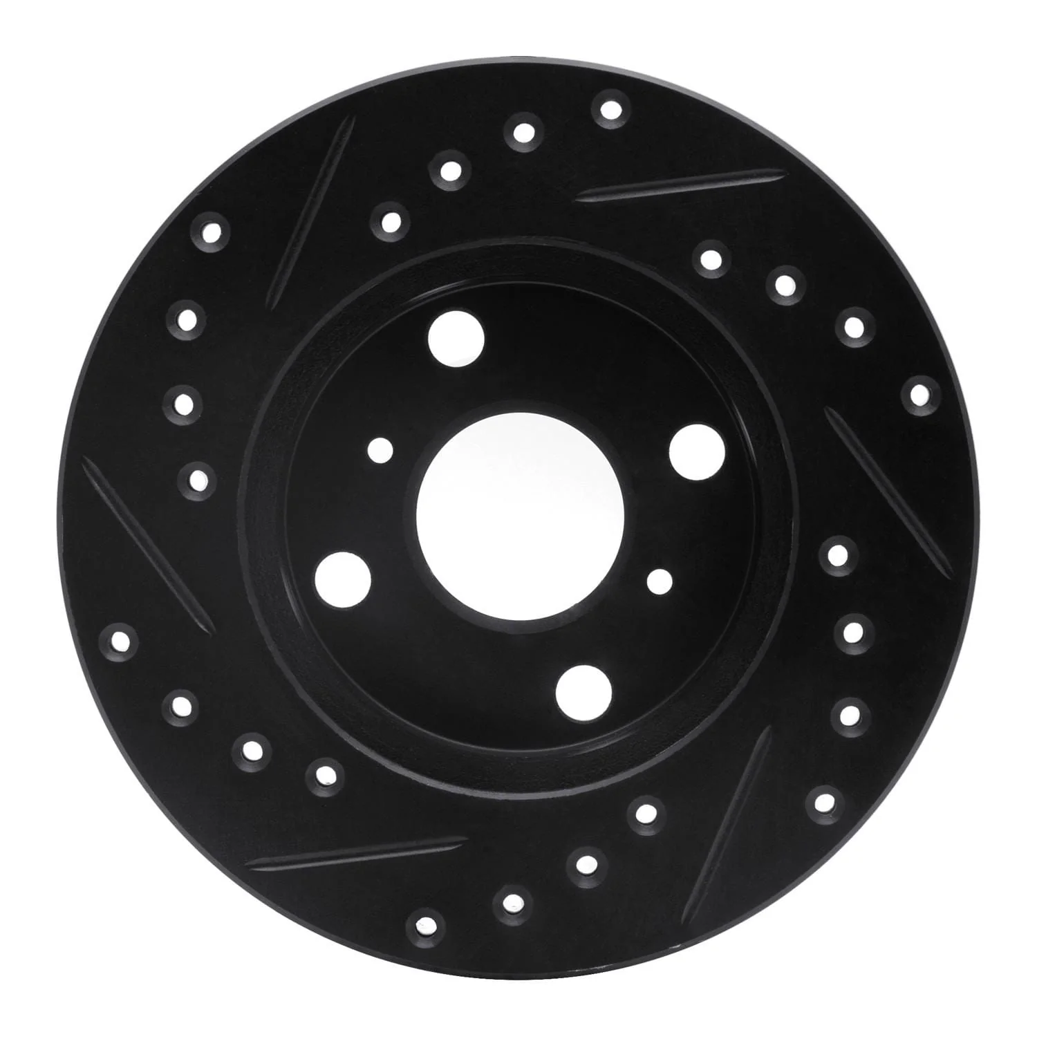 R1 Concepts 91-99 Toyota Paseo Front Right Drilled & Slotted Black Brake Rotor - Image 2