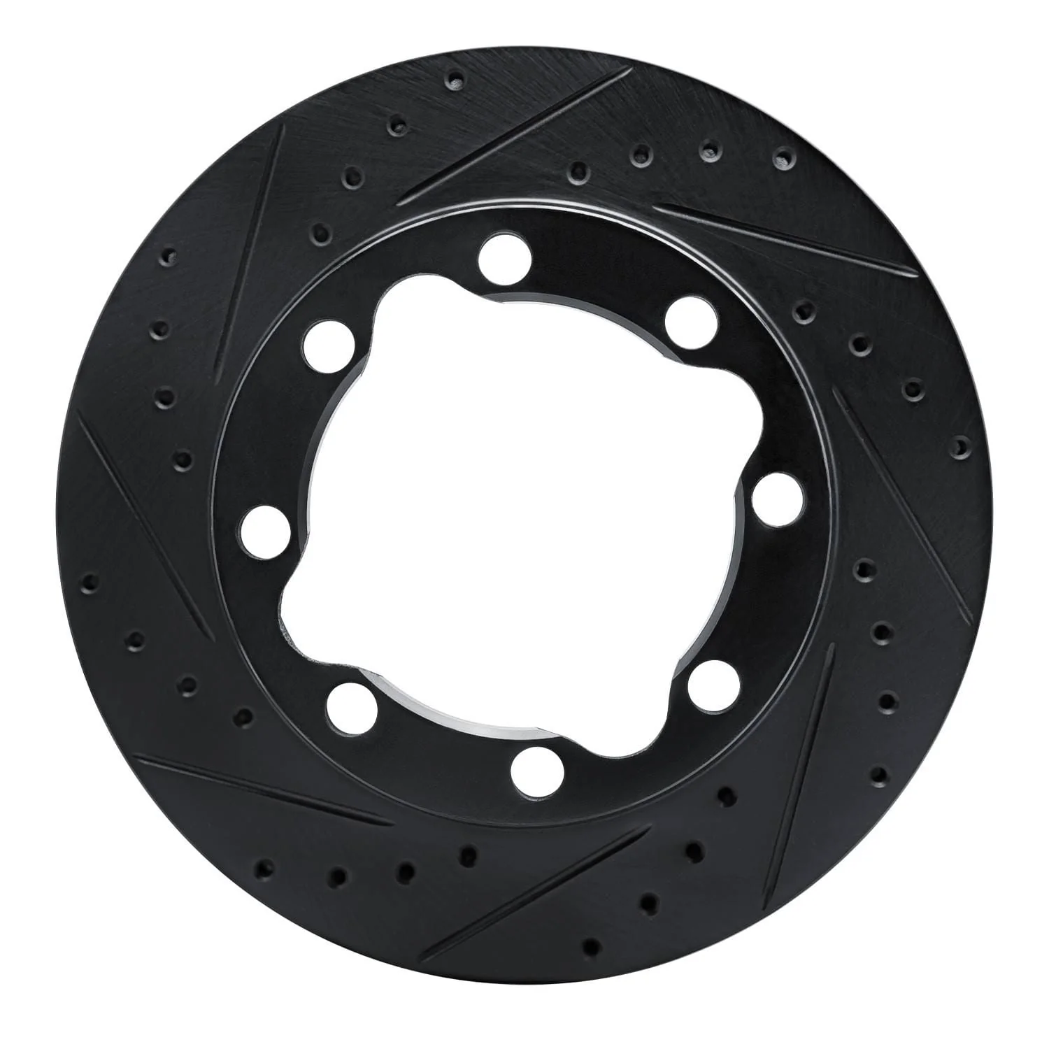 R1 Concepts 92-00 Chevrolet K3500 Front Left Drilled & Slotted Black Brake Rotor
