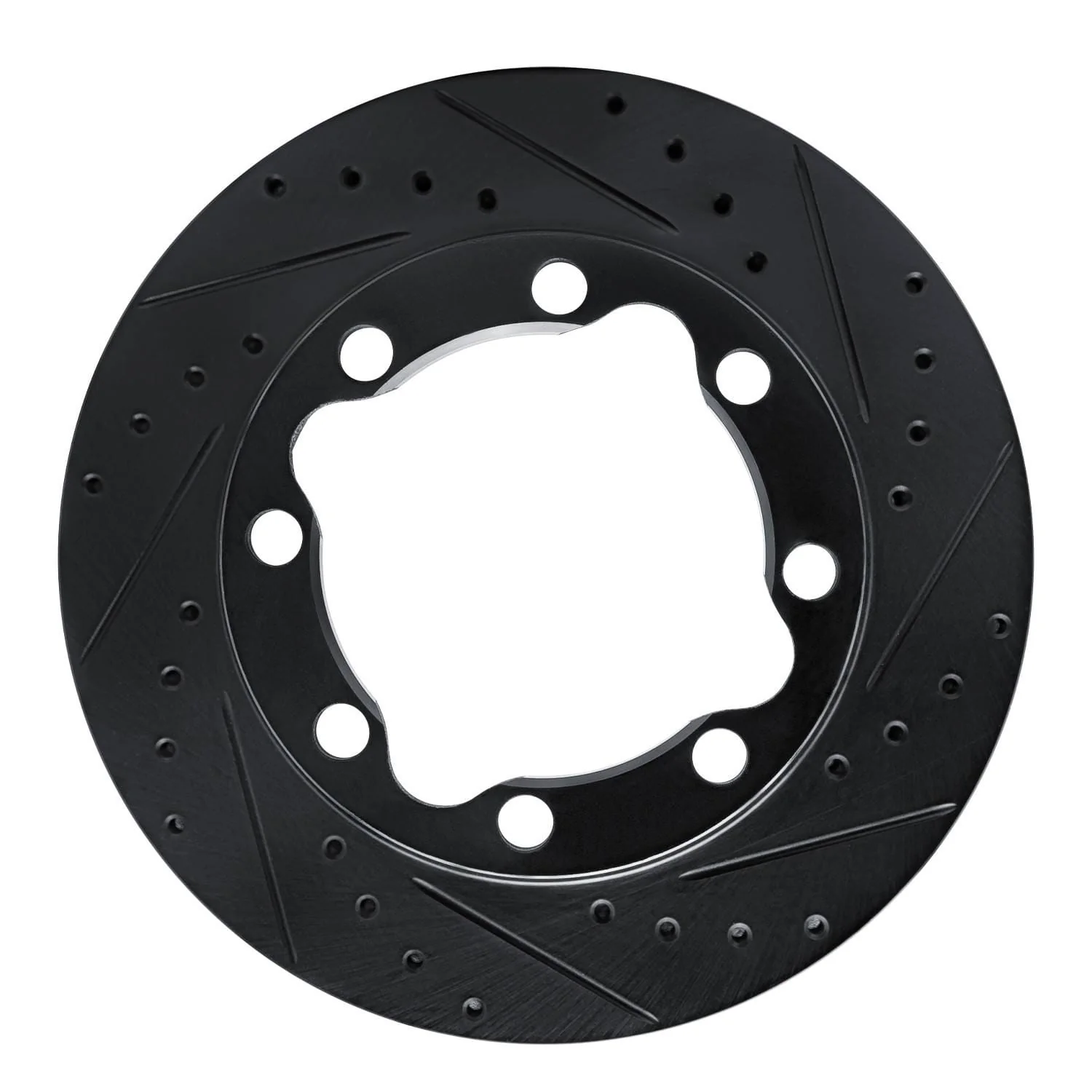 R1 Concepts 92-00 Chevrolet K3500 Front Right Drilled & Slotted Black Brake Rotor
