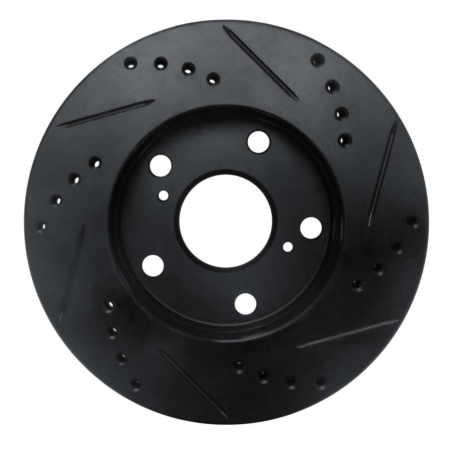 R1 Concepts 92-01 Toyota Camry Front Left Drilled & Slotted Black Brake Rotor - Image 2
