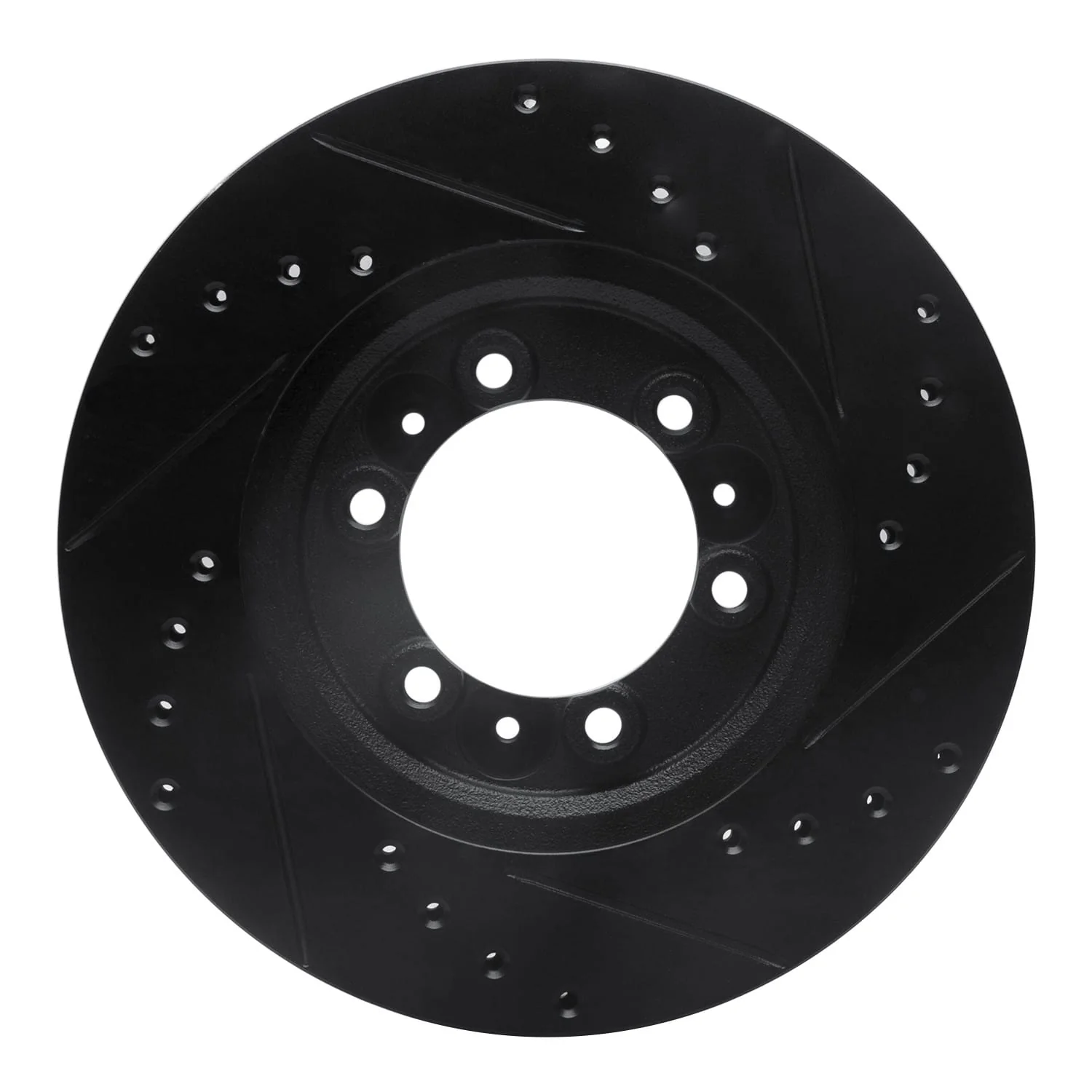 R1 Concepts 92-02 Acura SLX Front Left Drilled & Slotted Black Brake Rotor - Image 2