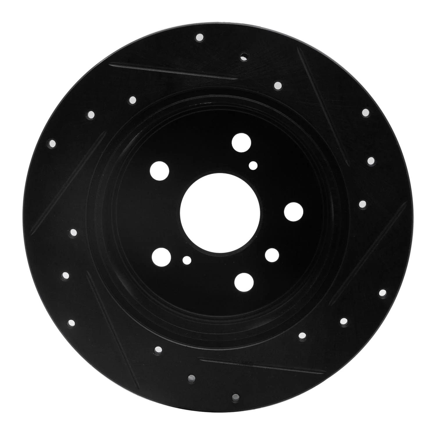 R1 Concepts 92-03 Lexus ES300 Rear Left Drilled & Slotted Black Brake Rotor - Image 2
