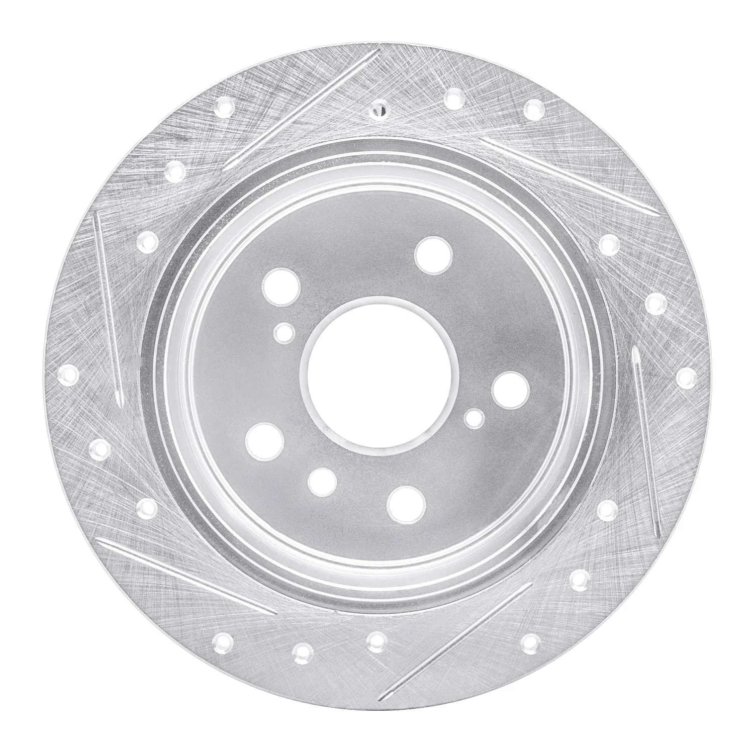 R1 Concepts 92-03 Lexus ES300 Rear Right Drilled & Slotted Silver Brake Rotor - Image 2