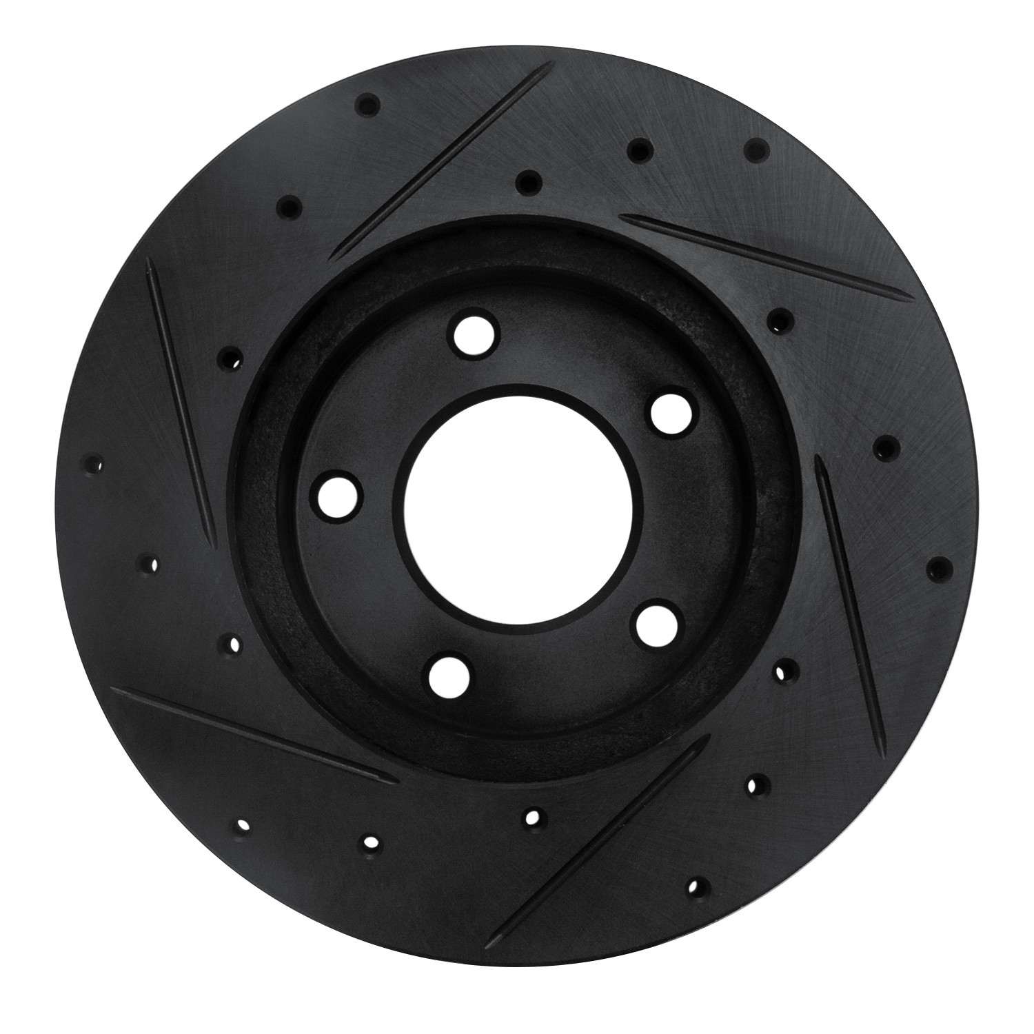 R1 Concepts 92-03 Mazda 626 Front Right Drilled & Slotted Black Brake Rotor - Image 2