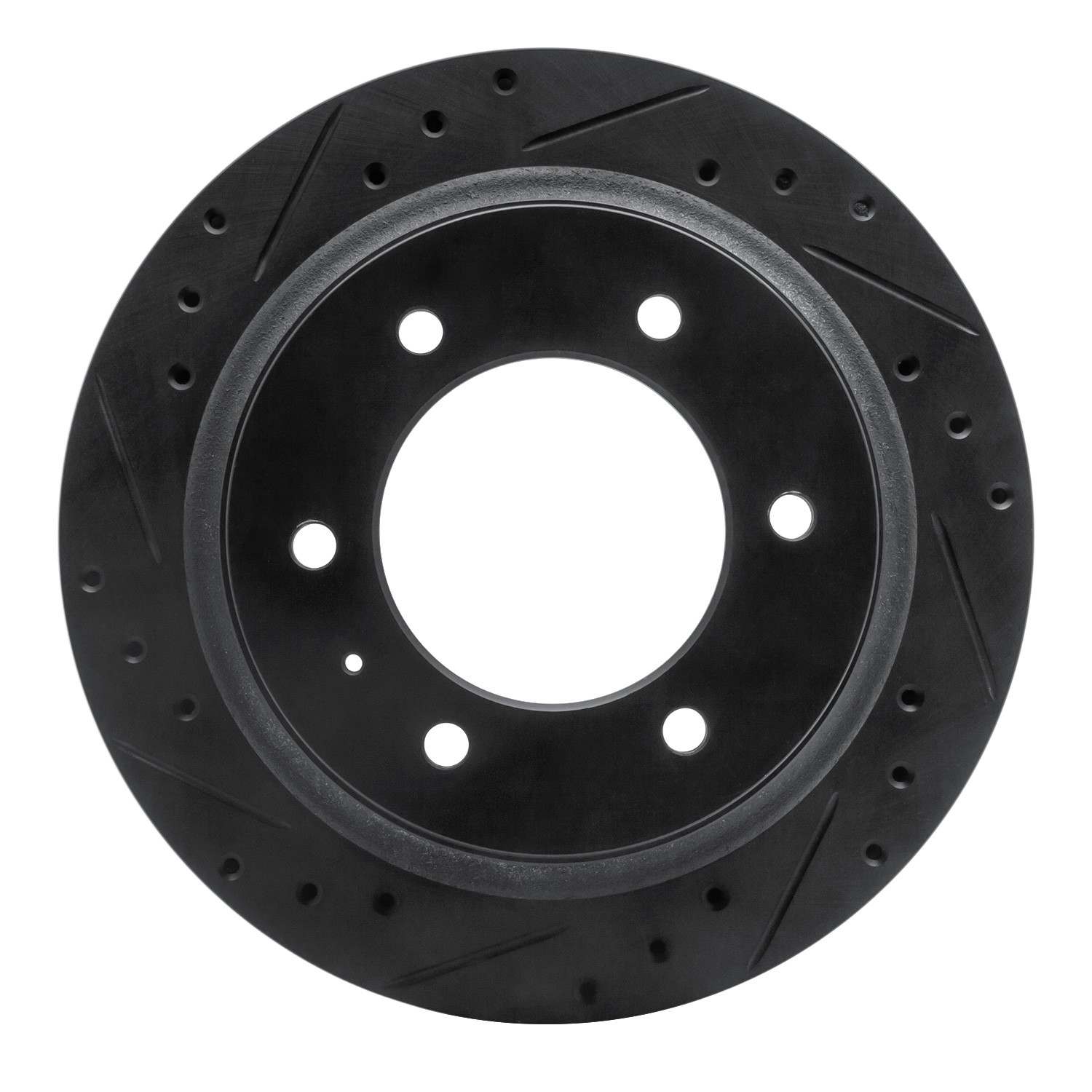 R1 Concepts 92-04 Acura SLX Rear Left Drilled & Slotted Black Brake Rotor