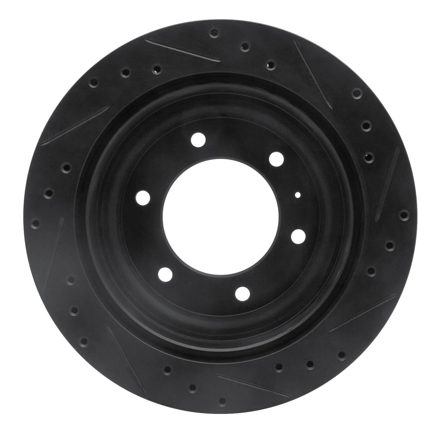R1 Concepts 92-04 Acura SLX Rear Left Drilled & Slotted Black Brake Rotor - Image 2