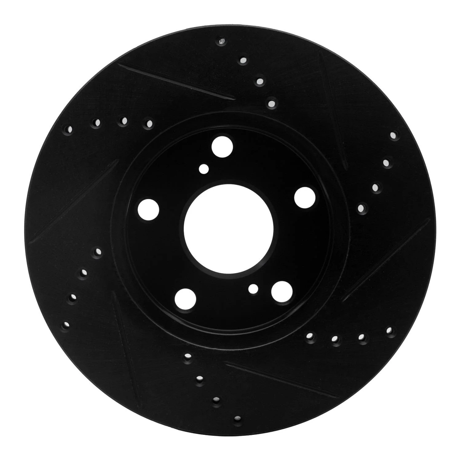 R1 Concepts 92-06 Lexus ES300 Front Left Drilled & Slotted Black Brake Rotor - Image 2
