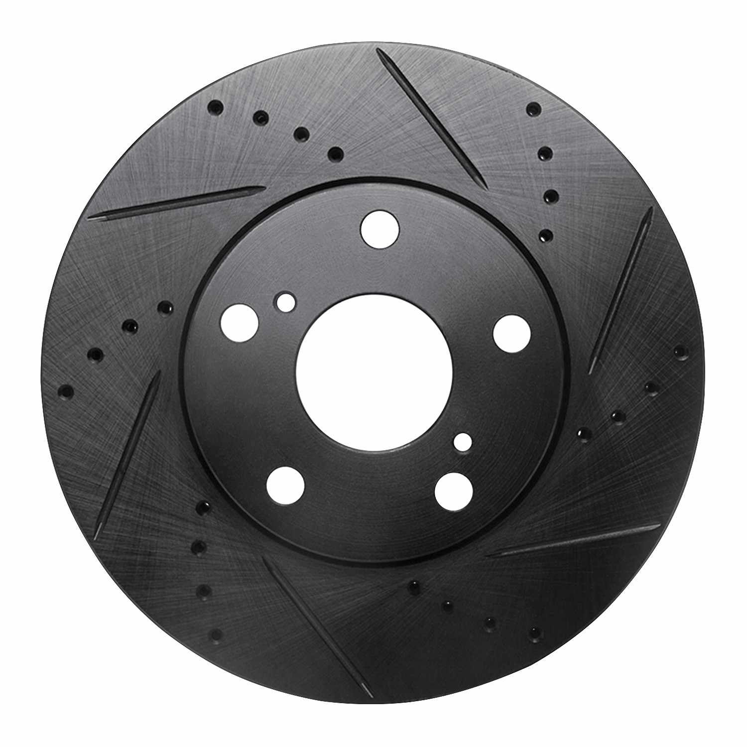R1 Concepts 92-06 Lexus ES300 Front Right Drilled & Slotted Black Brake Rotor