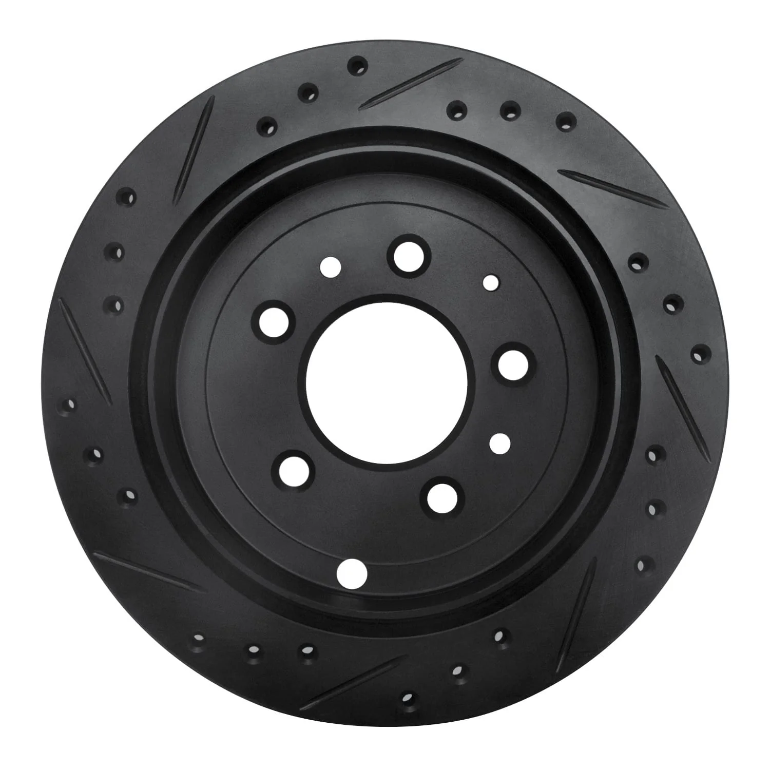 R1 Concepts 92-06 Mazda 929 Rear Right Drilled & Slotted Black Brake Rotor - Image 2