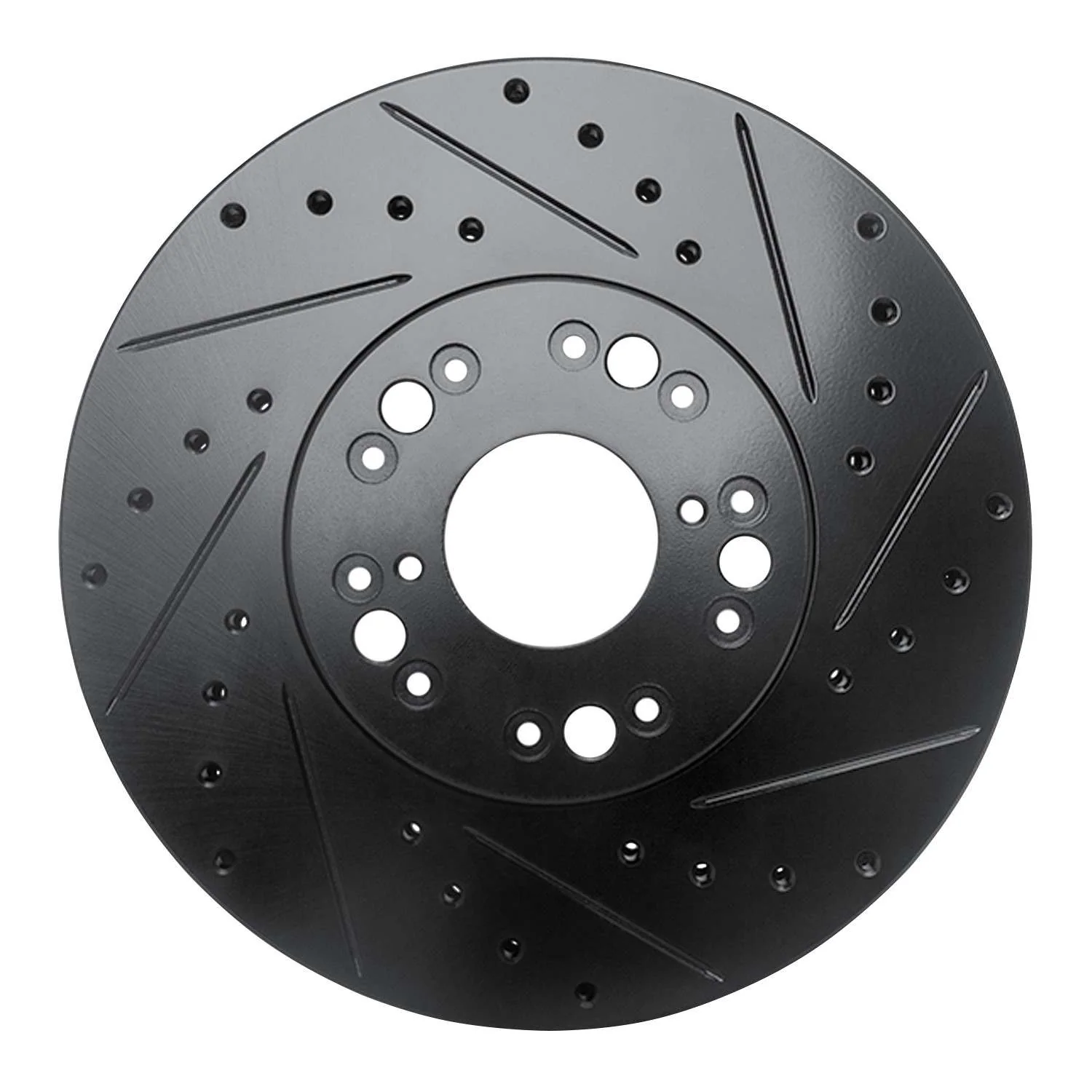 R1 Concepts 92-10 Lexus LS400 Front Right Drilled & Slotted Black Brake Rotor