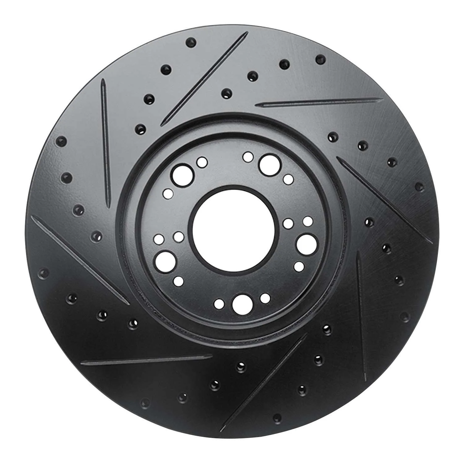 R1 Concepts 92-10 Lexus LS400 Front Right Drilled & Slotted Black Brake Rotor - Image 2