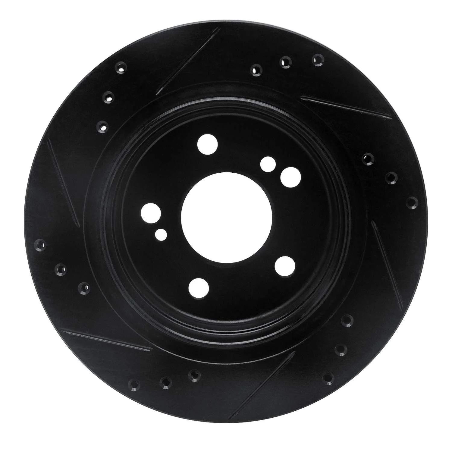 R1 Concepts 92-94 Mercedes-Benz 500E Rear Right Drilled & Slotted Black Brake Rotor - Image 2