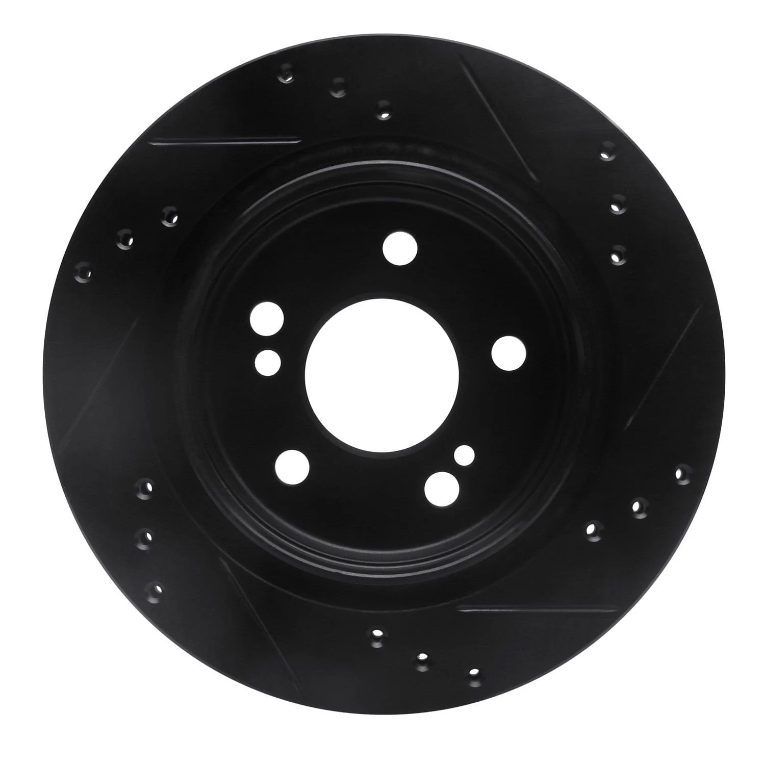 R1 Concepts 92-94 Mercedes-Benz E500 Rear Left Drilled & Slotted Black Brake Rotor - Image 2
