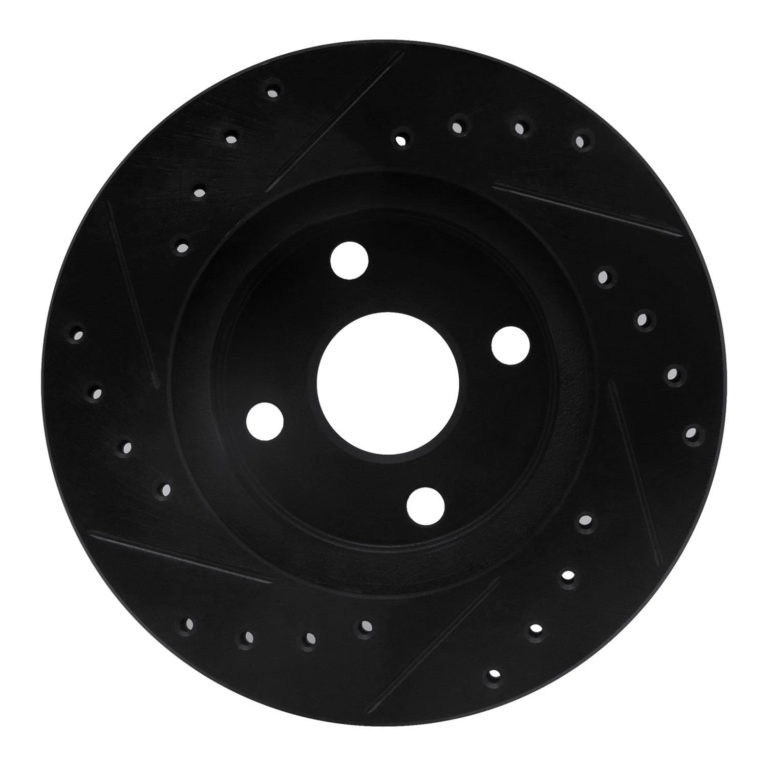 R1 Concepts 92-95 Toyota Paseo Front Right Drilled & Slotted Black Brake Rotor - Image 2