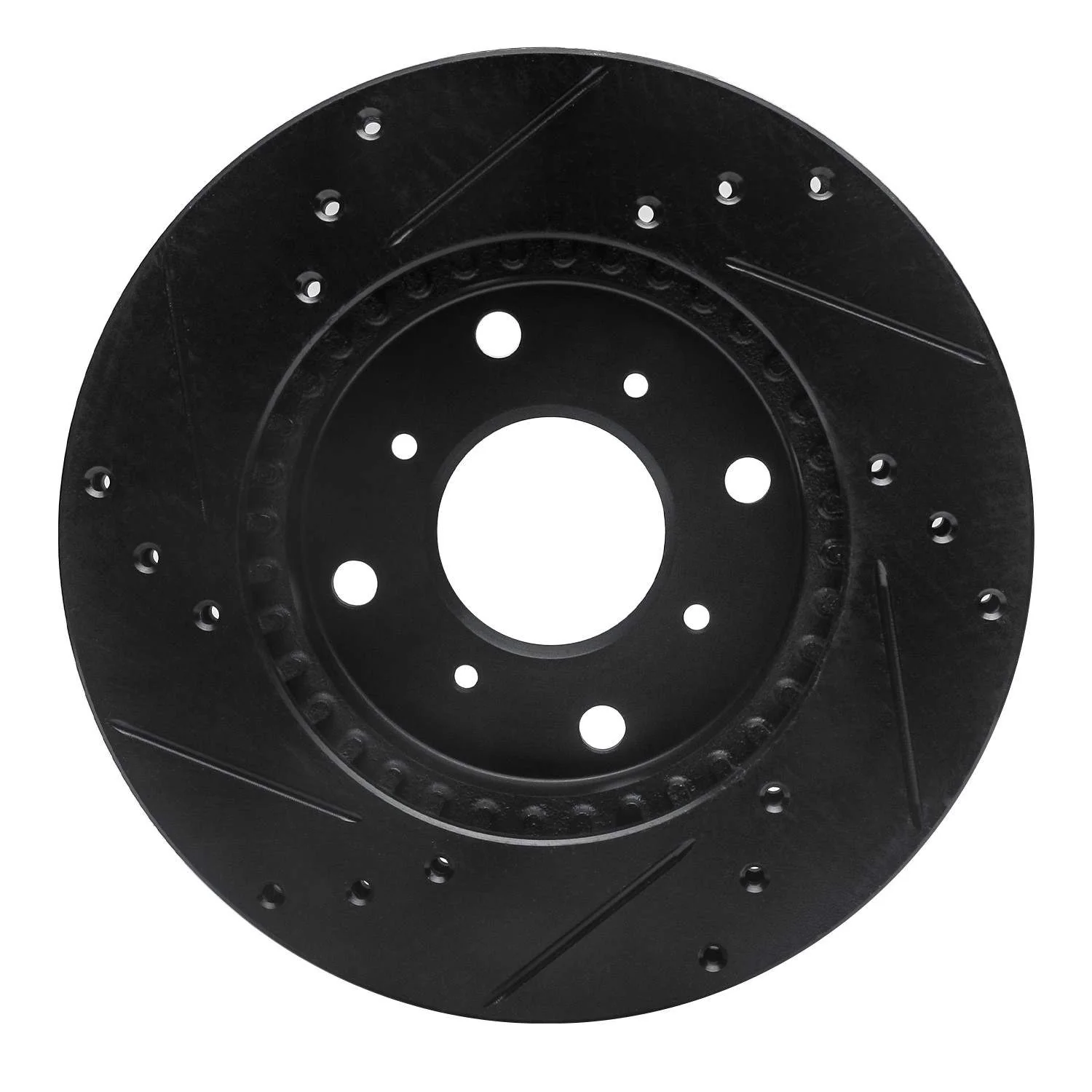 R1 Concepts 92-96 Honda Prelude Front Right Drilled & Slotted Black Brake Rotor - Image 2